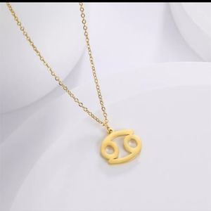 Cancer Zodiac Gold Tone Chain Link Necklace